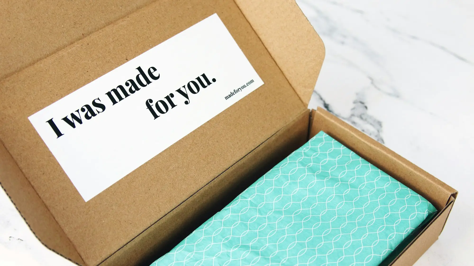 Branded product packaging box ready to ship from an e-commerce business